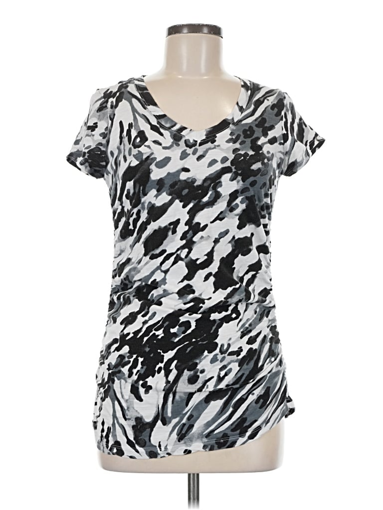 Pre-owned Relativity Short Sleeve Top Silver Scoop Neck Tops