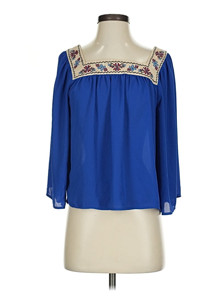 Pre-owned Flying Tomato 3/4 Sleeve Blouse In Blue