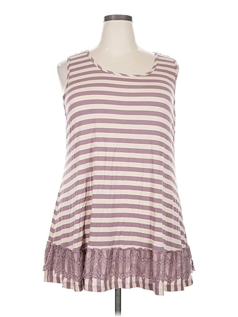 Pre-owned Logo Layers Sleeveless Top Purple Scoop Neck Tops