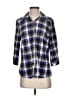 Alia Plaid Purple 3/4 Sleeve Button-Down Shirt Size S - photo 1