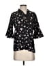 Assorted Brands Floral Black 3/4 Sleeve Button-Down Shirt Size S - photo 1