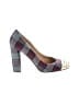 J.Crew Plaid Gray Gold Heels Size 8 1/2 - photo 1