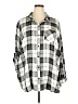 Catherines 100% Rayon Plaid Silver 3/4 Sleeve Button-Down Shirt Size 2X - photo 1