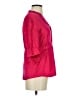 Dialogue Red Pink 3/4 Sleeve Silk Top Size S - photo 4
