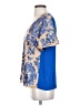 Neiman Marcus 100% Polyester Floral Blue Gold Short Sleeve Blouse Size S - photo 5