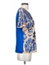Neiman Marcus 100% Polyester Floral Blue Gold Short Sleeve Blouse Size S - photo 4