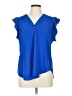 Assorted Brands 100% Polyester Blue Short Sleeve Blouse Size L - photo 1