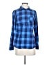 Merona 100% Cotton Plaid Blue Long Sleeve Button-Down Shirt Size S - photo 1