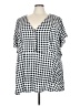 Torrid Checkered-gingham Silver White Short Sleeve Blouse Size 5X Plus (6) - photo 2