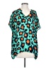 CAbi 100% Polyester Teal Short Sleeve Blouse Size S - photo 1