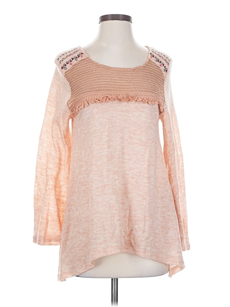 Pre-owned Flying Tomato Long Sleeve Top Pink Square Neckline Tops