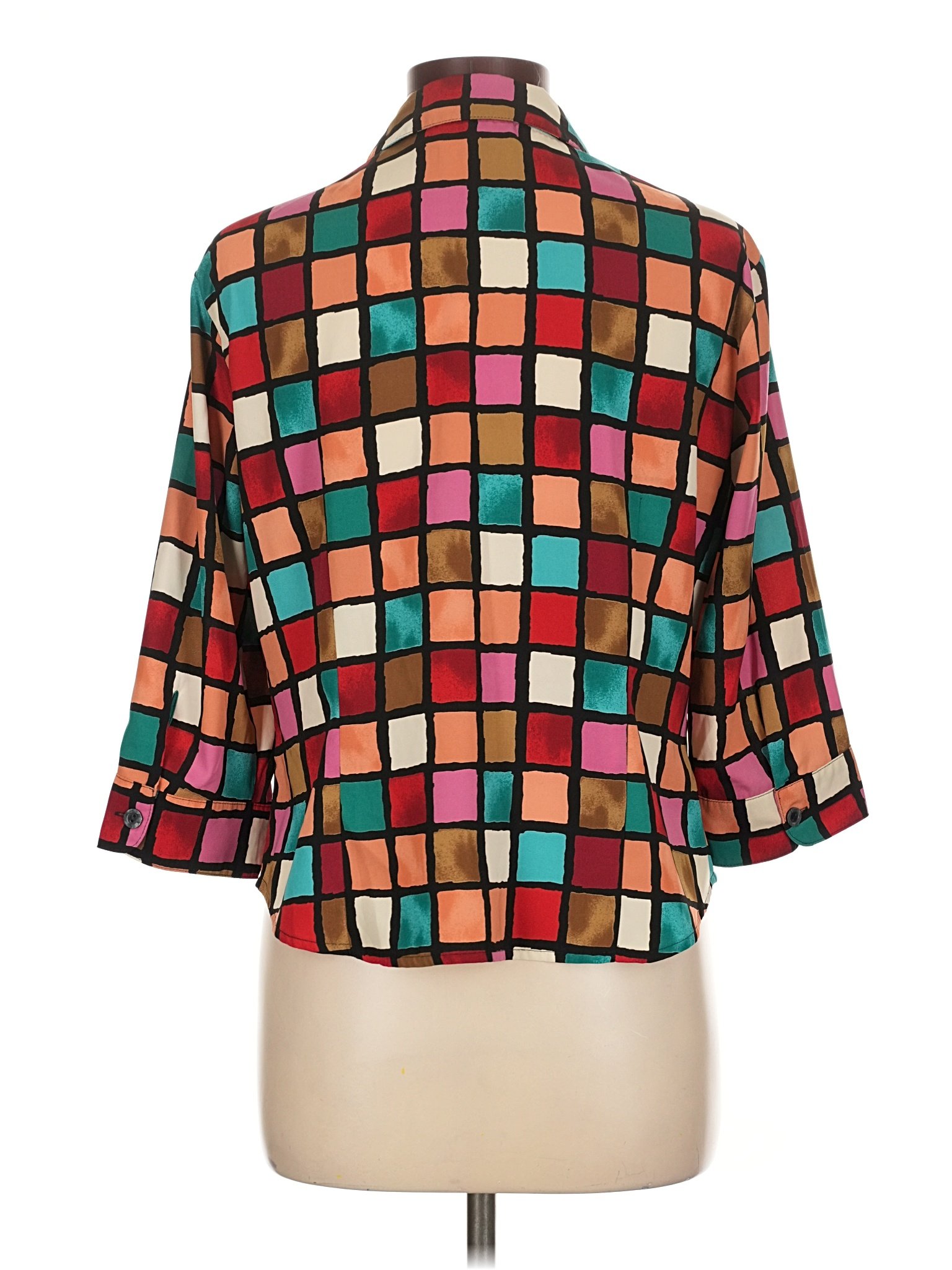 Kathy Che woman's sz 18 white dress blouse...zip front with eyelet  detailing on front, image size:1536x2048