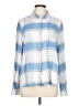 Caslon 100% Rayon Plaid Blue Long Sleeve Button-Down Shirt Size L - photo 1