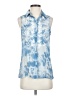 Angie 100% Rayon Tie-dye Blue Sleeveless Button-Down Shirt Size S - photo 1