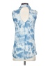 Angie 100% Rayon Tie-dye Blue Sleeveless Button-Down Shirt Size S - photo 2