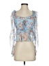 Assorted Brands 100% Polyester Floral Blue 3/4 Sleeve Blouse Size XS - photo 1