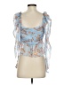 Assorted Brands 100% Polyester Floral Blue 3/4 Sleeve Blouse Size XS - photo 2
