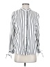 Legoe. Heritage 100% Viscose Stripes Silver Ivory Long Sleeve Blouse Size Sm (0) - photo 1