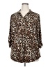 Emily Daniels Animal Print Brown 3/4 Sleeve Blouse Size 2X - photo 1