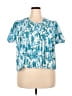 Nicole Miller 100% Polyester Teal Short Sleeve Blouse Size XXL - photo 1