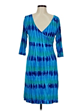 zen knits dresses Zen Knits Dress Knee Length Abstract Floral Print Blue Green Size Small