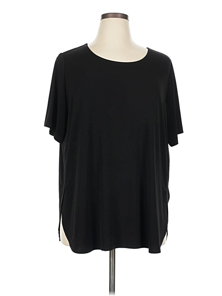 Pre-owned Susan Graver Short Sleeve T-shirt In Black