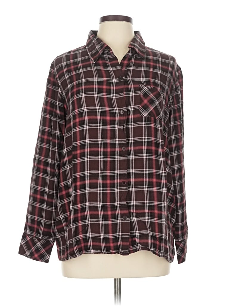 Pre-owned Blair Long Sleeve Button Down Shirt In Burgundy