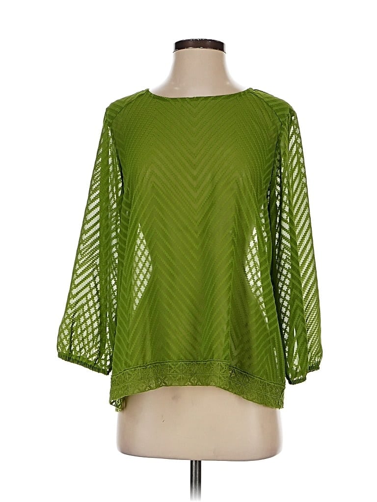 Pre-owned Eclair 3/4 Sleeve Blouse In Green