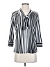 Liz McCoy Stripes Silver 3/4 Sleeve Blouse Size S - photo 1