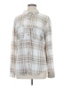C&C California Plaid Silver Long Sleeve Blouse Size L - photo 1