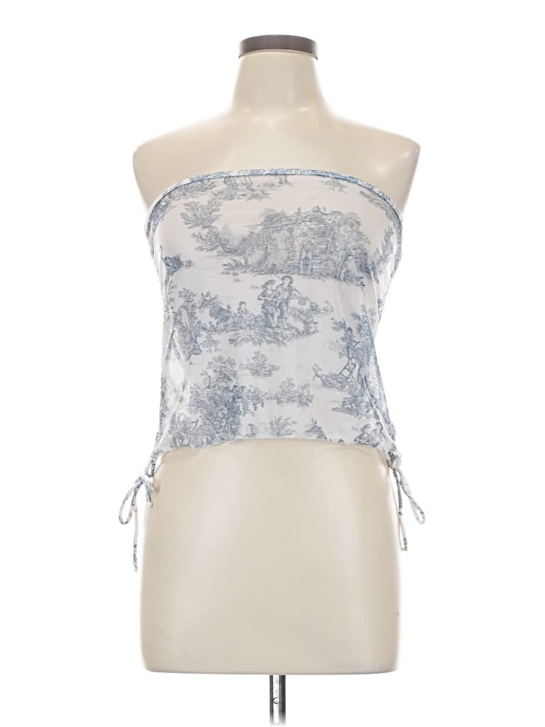 Pre-owned Cider Tube Top Blue Strapless Neckline Tops