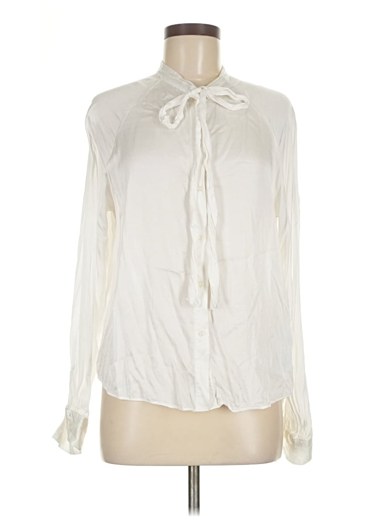 Pre-owned 7 For All Mankind Long Sleeve Blouse In White