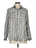 Pure Navy Stripes Gray Long Sleeve Button-Down Shirt Size L - photo 1