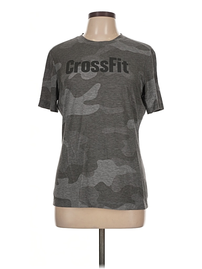 NOBULL Active T-Shirt: Gray Camo Pattern Activewear - Size Large
