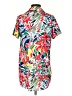 Shein 100% Polyester Tropical Red Short Sleeve Blouse Size 4 - photo 2