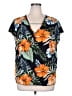 Shein Curve Tropical Black Short Sleeve Blouse Size 2X - photo 1