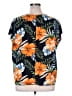 Shein Curve Tropical Black Short Sleeve Blouse Size 2X - photo 2