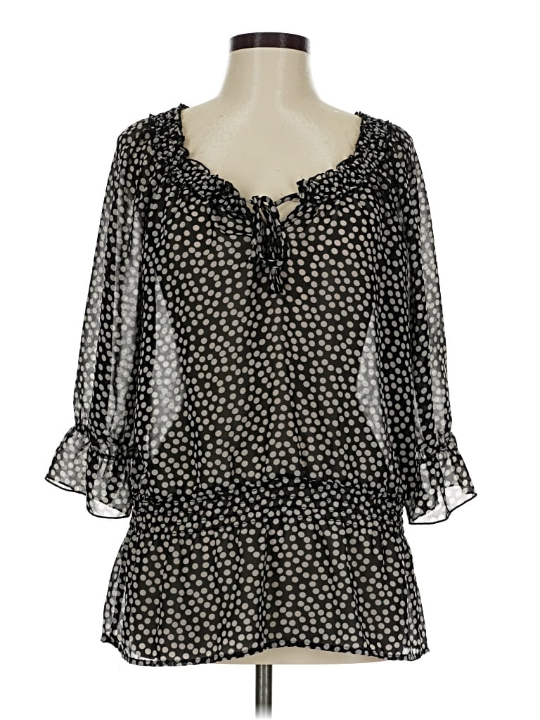 Pre-owned Apostrophe 3/4 Sleeve Blouse In Black