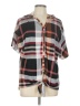 Cato Plaid Brown Burgundy Short Sleeve Blouse Size L - photo 1