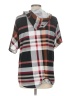Cato Plaid Brown Burgundy Short Sleeve Blouse Size L - photo 2