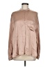 Vince. 100% Silk Metallic Tan Long Sleeve Silk Top Size M - photo 1