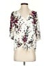 LUQ 100% Rayon Floral Ivory 3/4 Sleeve Blouse Size S - photo 1