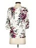 LUQ 100% Rayon Floral Ivory 3/4 Sleeve Blouse Size S - photo 2