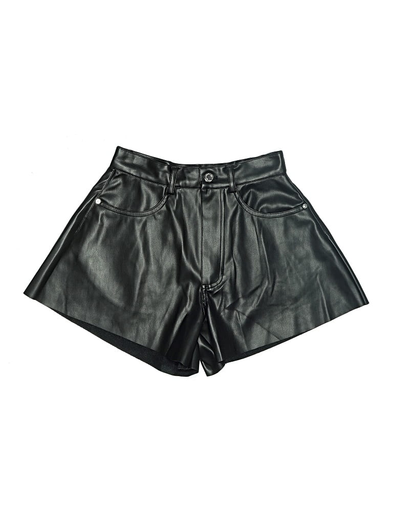 Weworewhat Faux Leather Shorts In Black