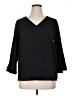 Lands' End 100% Polyester Black 3/4 Sleeve Blouse Size 14 - photo 1
