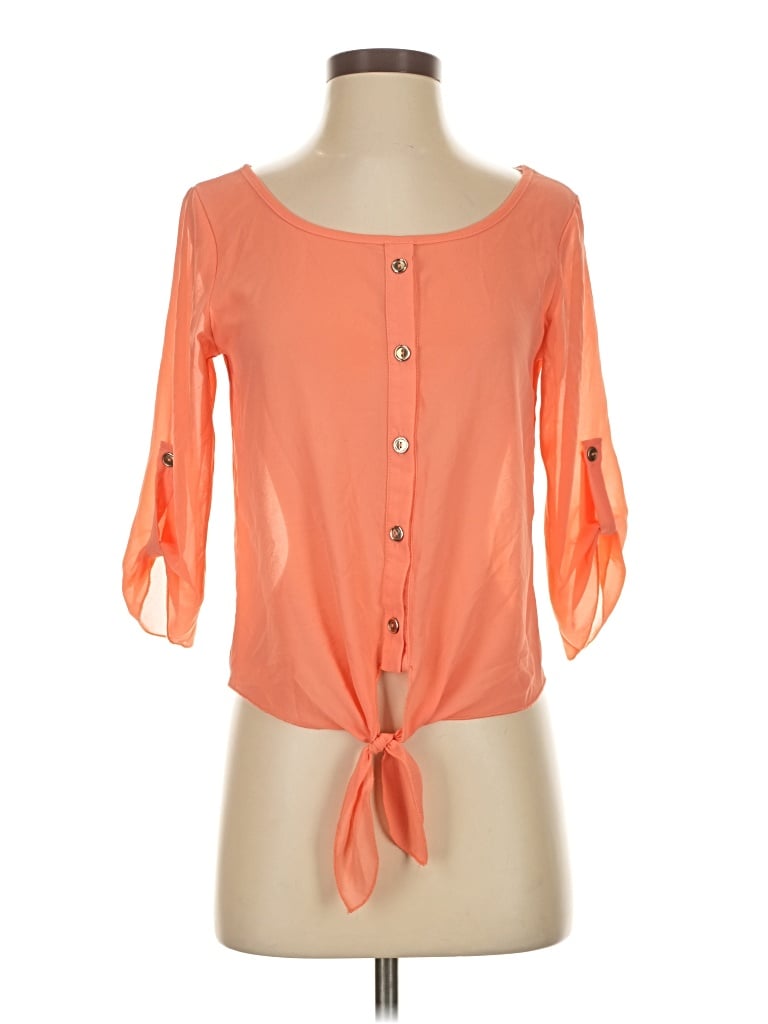 Pre-owned A'gaci 3/4 Sleeve Blouse In Orange
