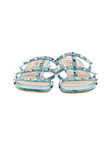 Valentino Leather Rockstud Slide Sandals (view 2)