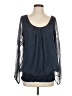 H Trend 100% Silk Blue Long Sleeve Silk Top Size S - photo 1
