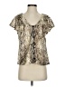 Eva Franco Animal Print Gold Short Sleeve Blouse Size XS - photo 1