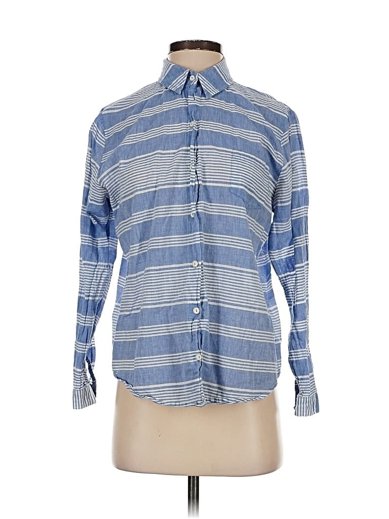 Pre-owned Lili's Closet Long Sleeve Button Down Shirt In Blue